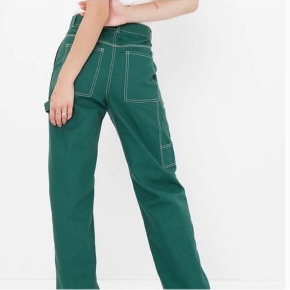 Gap High Rise '90s Loose Carpenter Pants June Bug Green 2 NWT IN‎ PKG - Picture 2 of 6